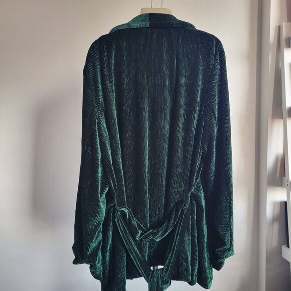 NWT Eloquii Women’s Velvet Dark Emerald Green Blazer with Belt (Size: 22) - Picture 9 of 16
